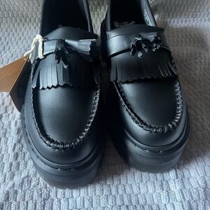 Dr. Martens Black Chunky Loafers with Fringe